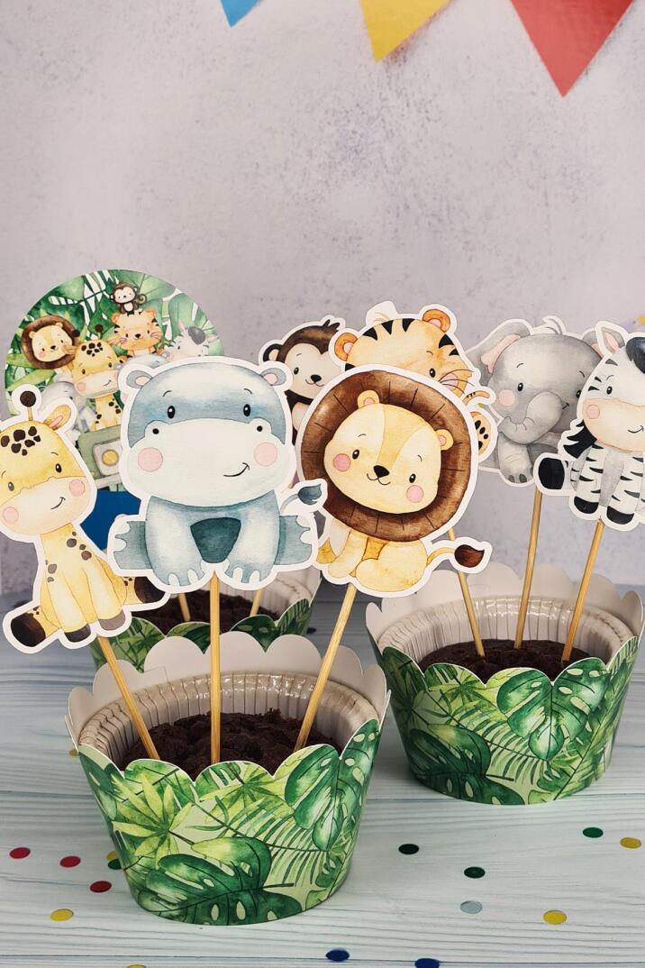 Safari Konsept Kürdan Süsleri Cupcake Süsleri Lüks Büyük Boy 10lu Paket - 4