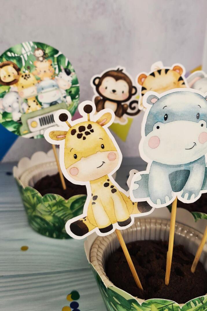 Safari Konsept Kürdan Süsleri Cupcake Süsleri Lüks Büyük Boy 10lu Paket - 5