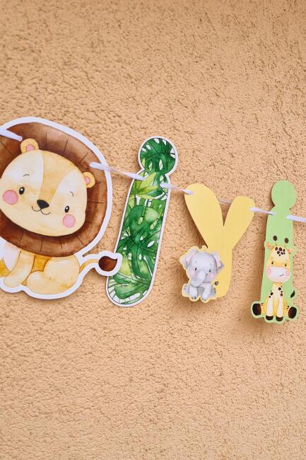 Safari Tema Doğum Günü İyi Ki Doğdun Banner Kalın Kart Uzun Banner - 2