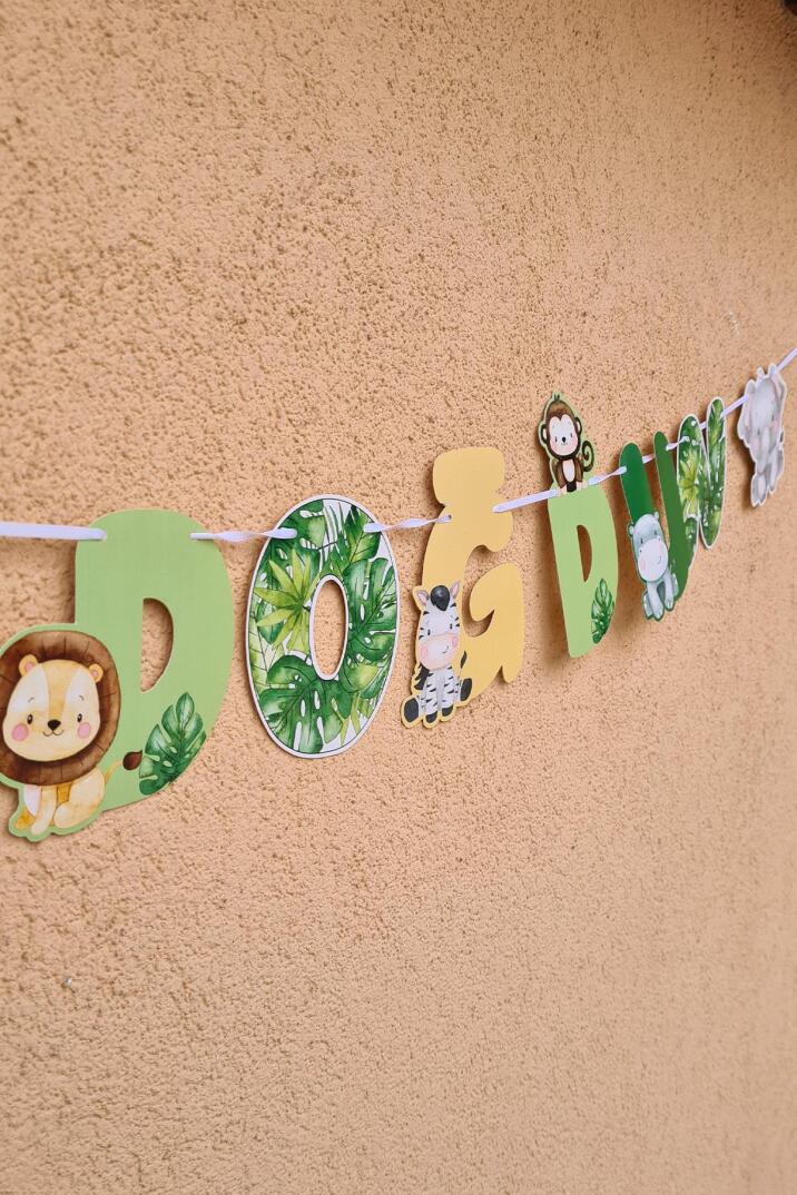 Safari Tema Doğum Günü İyi Ki Doğdun Banner Kalın Kart Uzun Banner - 3