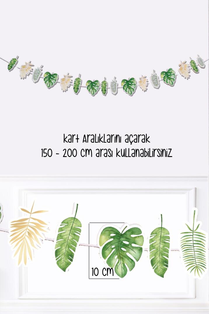 Safari Tema Doğum Günü Safari Yapraklar Banner Kalın Kart Uzun Banner - 2