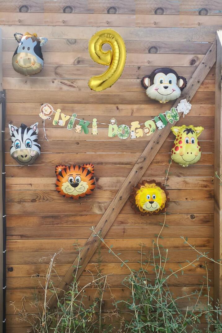 Safari Temalı Doğum Günü Parti Seti Yaş Balonlu Bannerlı Doğum Günü Süsleme Seti - 17