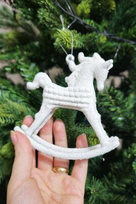 Sallanan At Yılbaşı Ağaç Süsü Simli Unicorn Çam Ağacı Süsü - 1