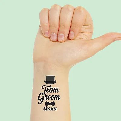 Kişiye Özel Şapkalı Team Groom Dövme 