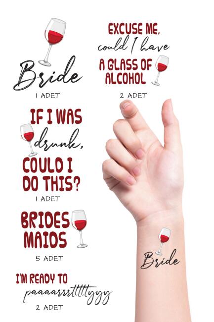 Şarap Bekarlığa Veda Gelin Bride Dövme Paketi - 1