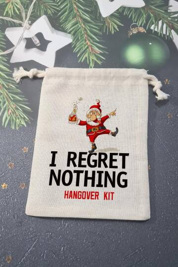 Sarhoş Noel Baba Regret Nothing Hangover Kit Kesesi