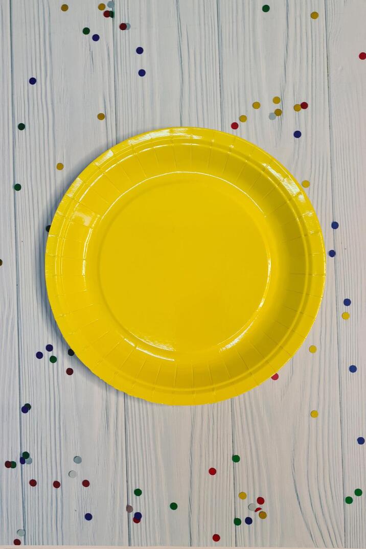 Sarı Karton Tabak Yuvarlak 8 Adetli Paket - 1