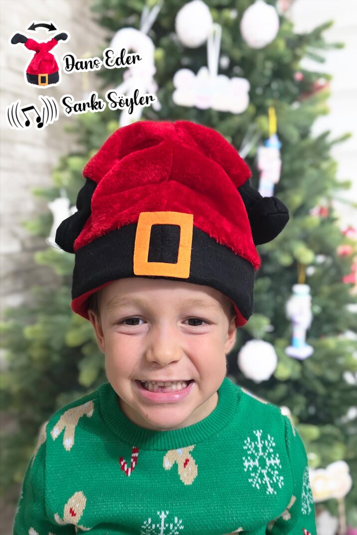Şarkı Söyleyen Dans Eden Yılbaşı Noel Baba Şapkası Hareketli Sesli Noel Baba Ayakları Yılbaşı Şapkası - 5