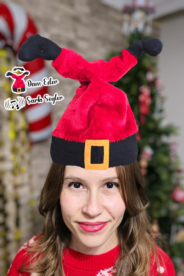 Şarkı Söyleyen Dans Eden Yılbaşı Noel Baba Şapkası Hareketli Sesli Noel Baba Ayakları Yılbaşı Şapkası - 6