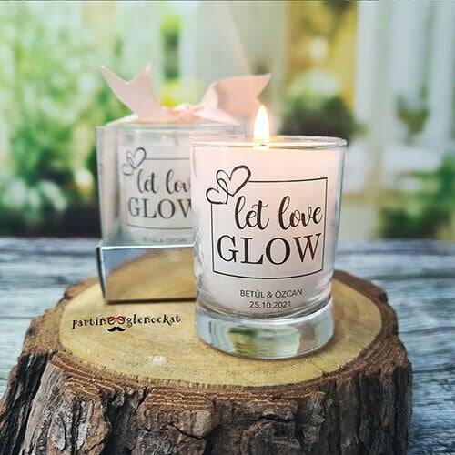 Şeffaf Etiketli Let Love Glow Mum Nikah Şekeri - 1