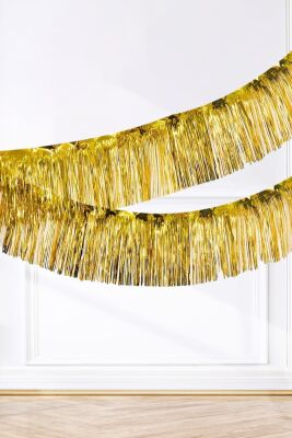 Şerit Püskül Süs Metalik Gold 30 cm x 300 cm - 1