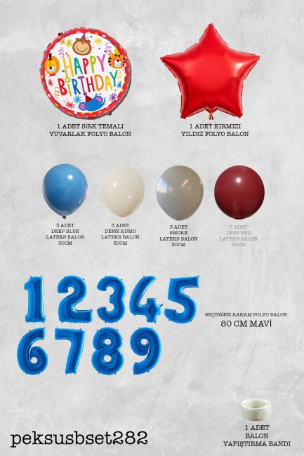 Set 282 Sirk Konsept Doğum Günü Balon Süsleme Seti - 14