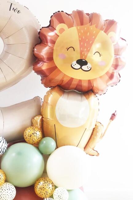 Sevimli Aslan Büyük Folyo Balon Safari Temalı Doğum Günü Balonları 100cm - 2