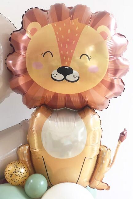 Sevimli Aslan Büyük Folyo Balon Safari Temalı Doğum Günü Balonları 100cm - 3