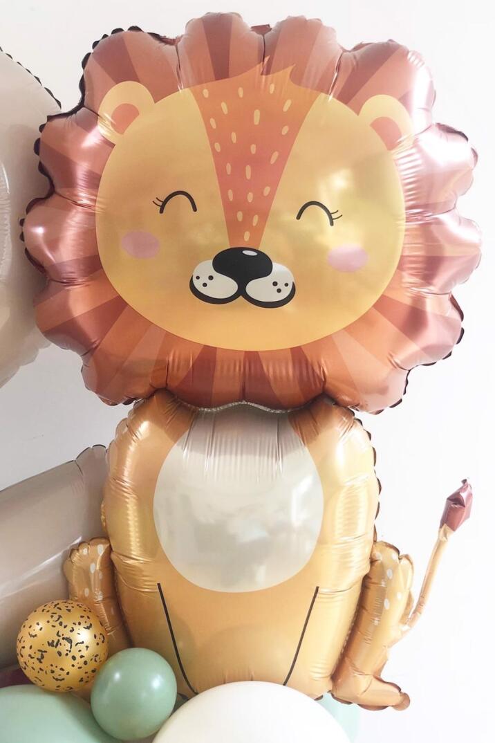 Sevimli Aslan Büyük Folyo Balon Safari Temalı Doğum Günü Balonları 100cm - 3