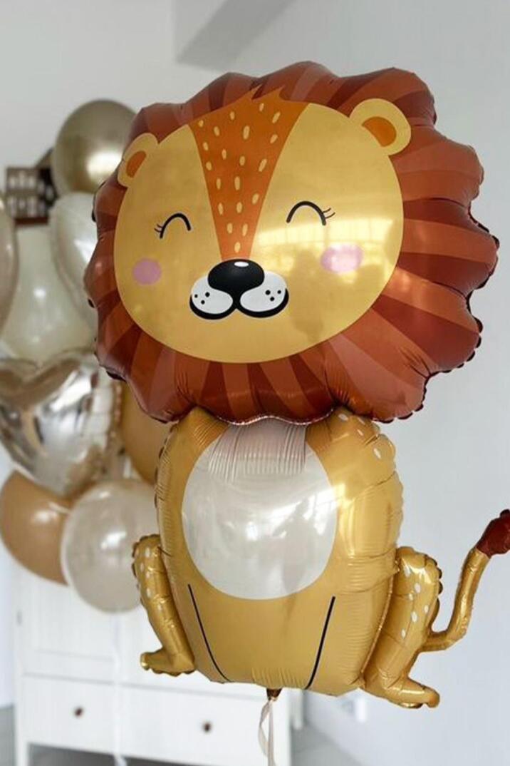 Sevimli Aslan Büyük Folyo Balon Safari Temalı Doğum Günü Balonları 100cm - 4