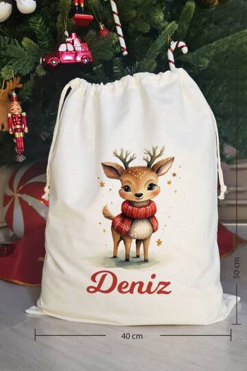 Sevimli Geyik İsme Özel Yılbaşı Hediye Kesesi - 1