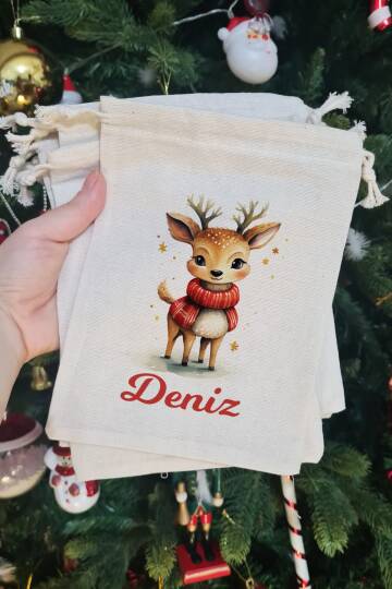 Sevimli Geyik İsme Özel Yılbaşı Hediye Kesesi - 2