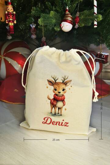 Sevimli Geyik İsme Özel Yılbaşı Hediye Kesesi - 3
