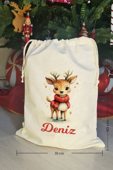 Sevimli Geyik İsme Özel Yılbaşı Hediye Kesesi - 4