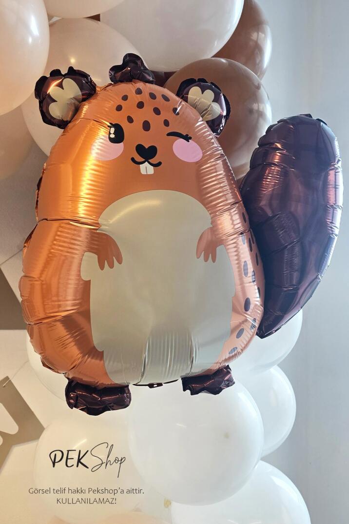 Sevimli Kahverengi Sincap Balon Woodland Sincap Şekilli Folyo Balon 67x60 cm - 2