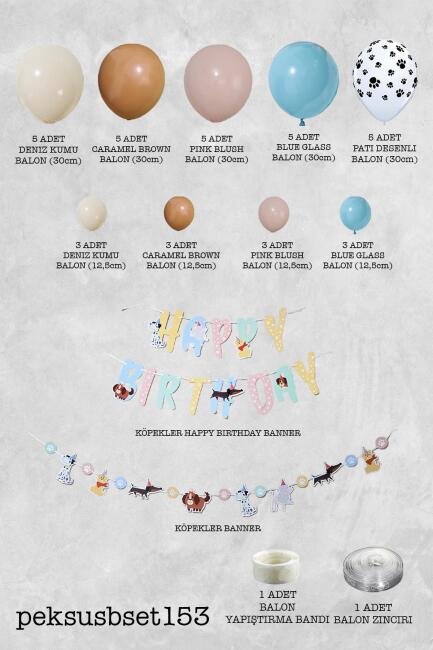 Sevimli Köpekler Doğum Günü Balon Zinciri Seti - 2