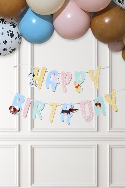 Sevimli Köpekler Doğum Günü Balon Zinciri Seti - 5