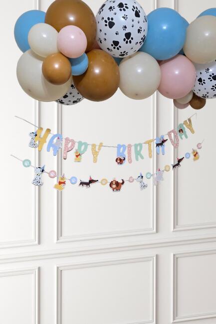 Sevimli Köpekler Tema Kemik ve Pati Balonlu Köpek Doğum Günü Balon Zinciri Seti - 3
