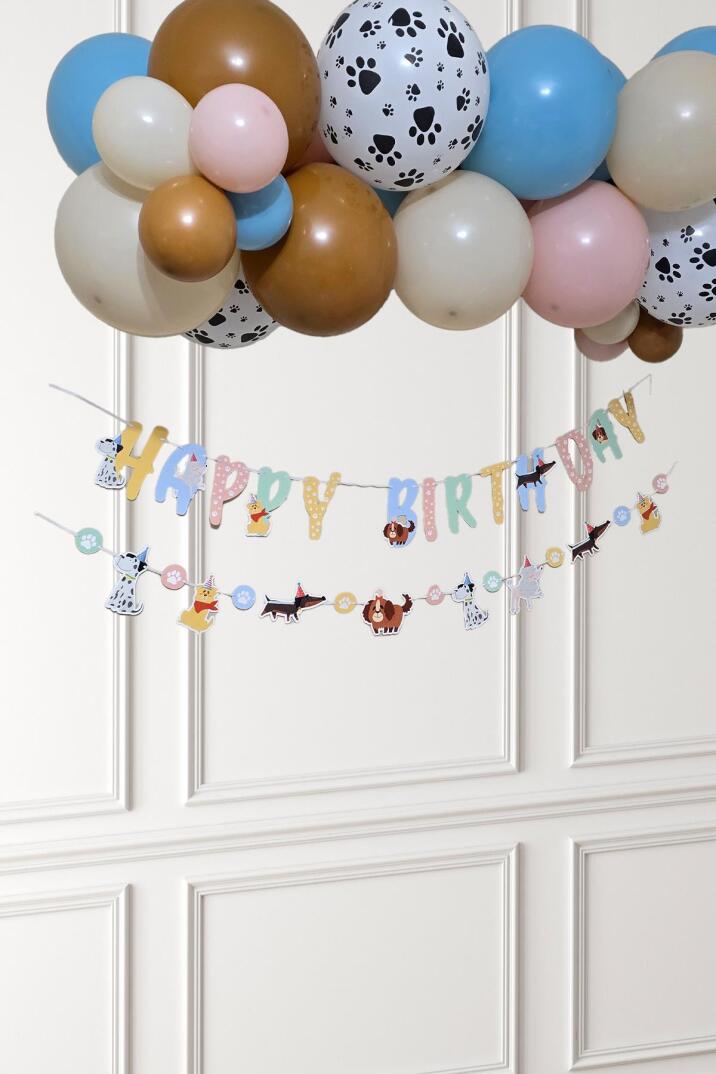Sevimli Köpekler Tema Kemik ve Pati Balonlu Köpek Doğum Günü Balon Zinciri Seti - 3