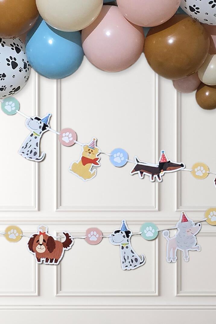 Sevimli Köpekler Tema Kemik ve Pati Balonlu Köpek Doğum Günü Balon Zinciri Seti - 4