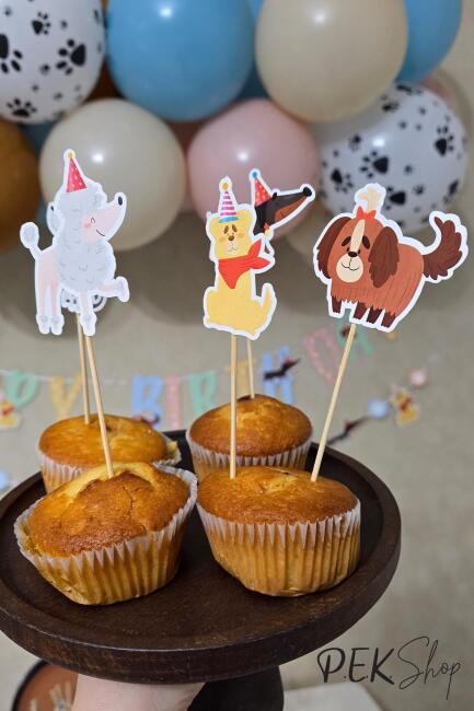 Sevimli Köpekler Tema Kürdan Süsleri Cupcake Süsleri Lüks Büyük Boy 10lu Paket - 3