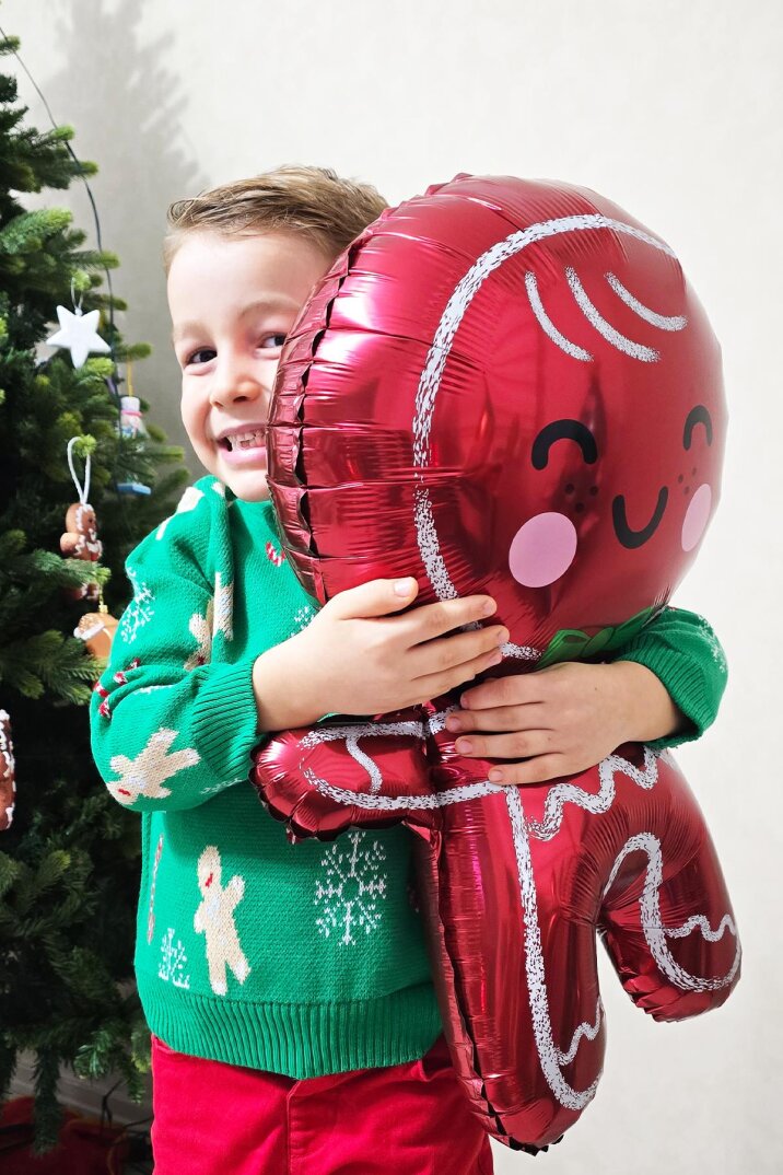 Sevimli Kurabiye Adam Folyo Balon Gingerbread Folyo Balon Yılbaşı Balonu - 5