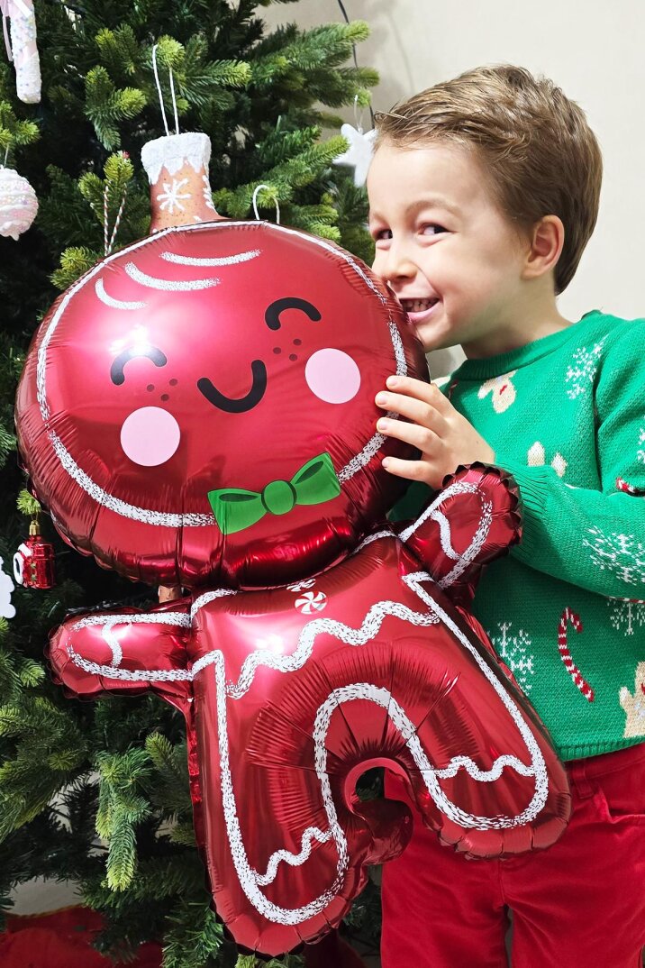 Sevimli Kurabiye Adam Folyo Balon Gingerbread Folyo Balon Yılbaşı Balonu - 6