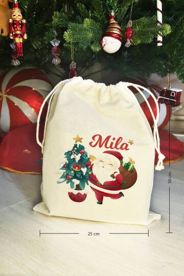 Sevimli Noel Baba İsme Özel Yılbaşı Hediye Kesesi - 3