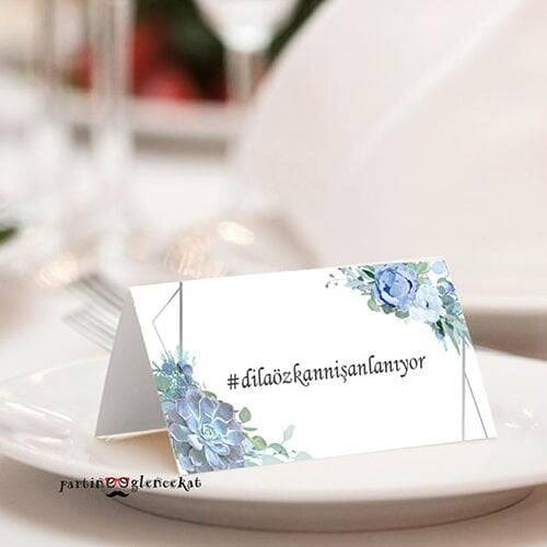 Silver Mavi Konsept Hashtag / Masa Üstü İsim Kartları - 1