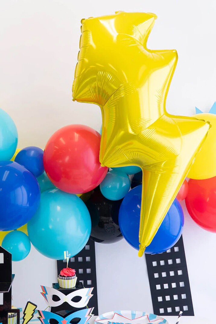 Şimşek Folyo Balon Süper Kahramanlar Tema Balonlar Sarı Şimşek Balon - 2