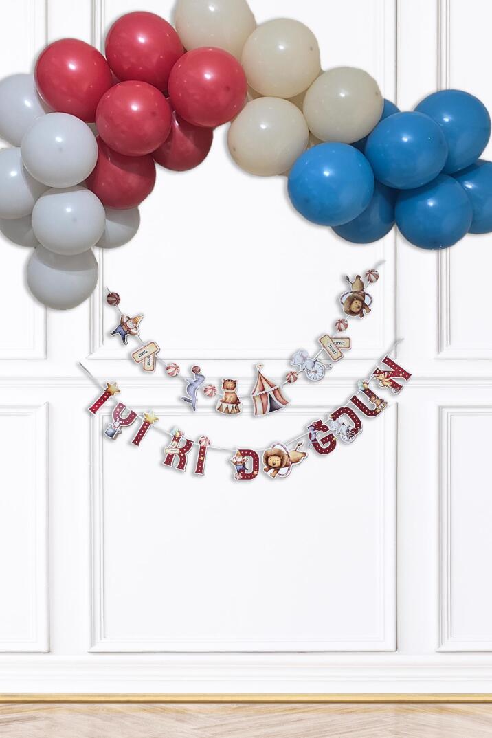 Sirk Konsept Bannerlı Doğum Günü Balon Zinciri Seti - 1
