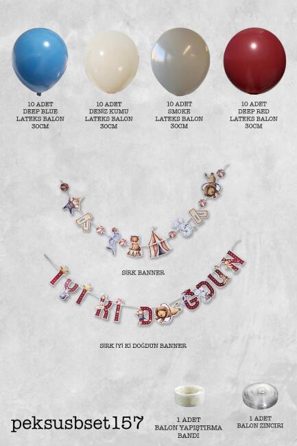 Sirk Konsept Bannerlı Doğum Günü Balon Zinciri Seti - 2
