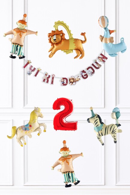 Sirk Konsept Doğum Günü Balon ve Banner Seti - 2