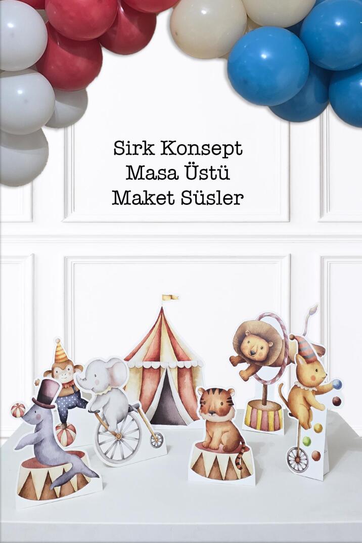 Sirk Tema Ayaklı Pano Seti Doğum Günü Masa Üstü Panolar - 1