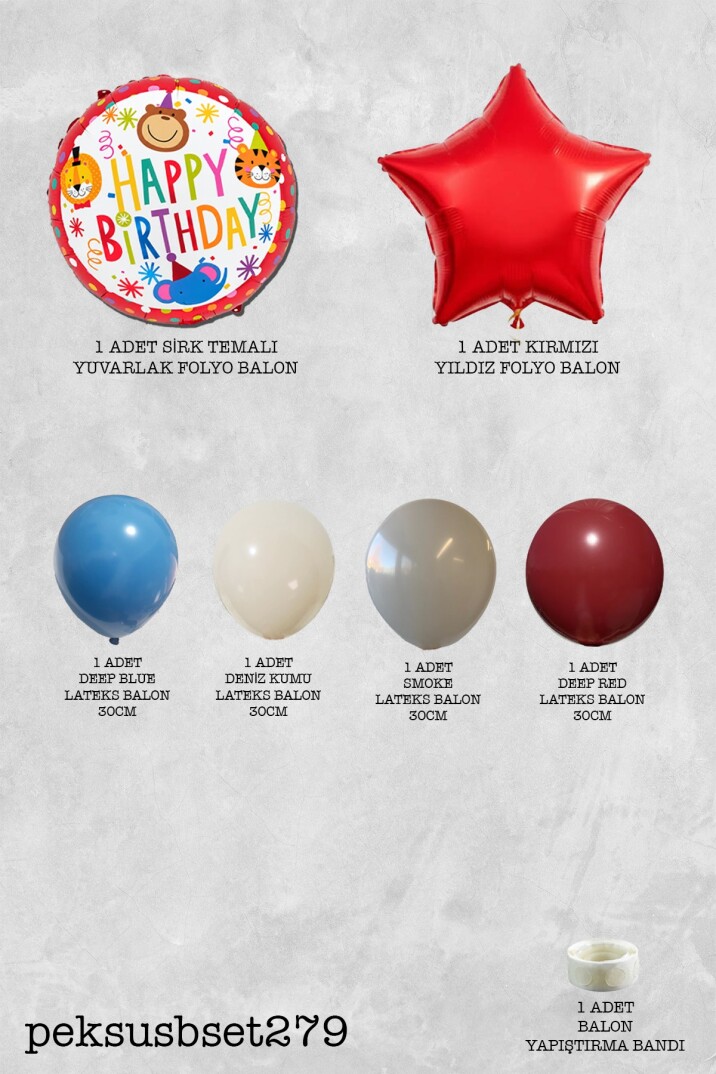 Sirk Tema Balon Demeti Yuvarlak ve Yıldız Balonlu Sirk Balon Seti Set279 - 2