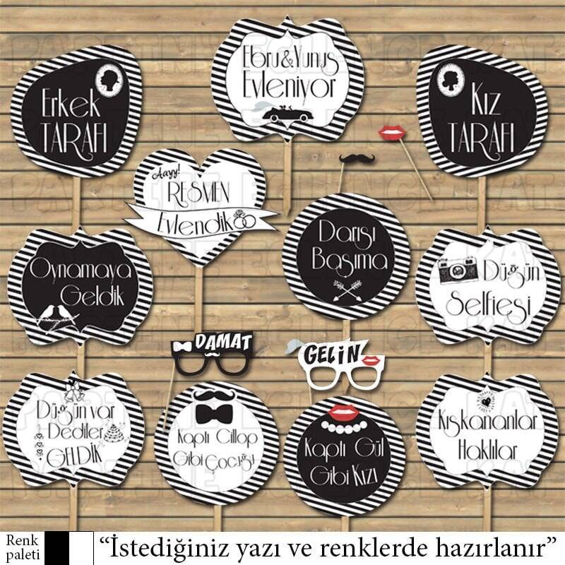 Siyah - Beyaz Konsept Konuşma Balonları Seti - 1