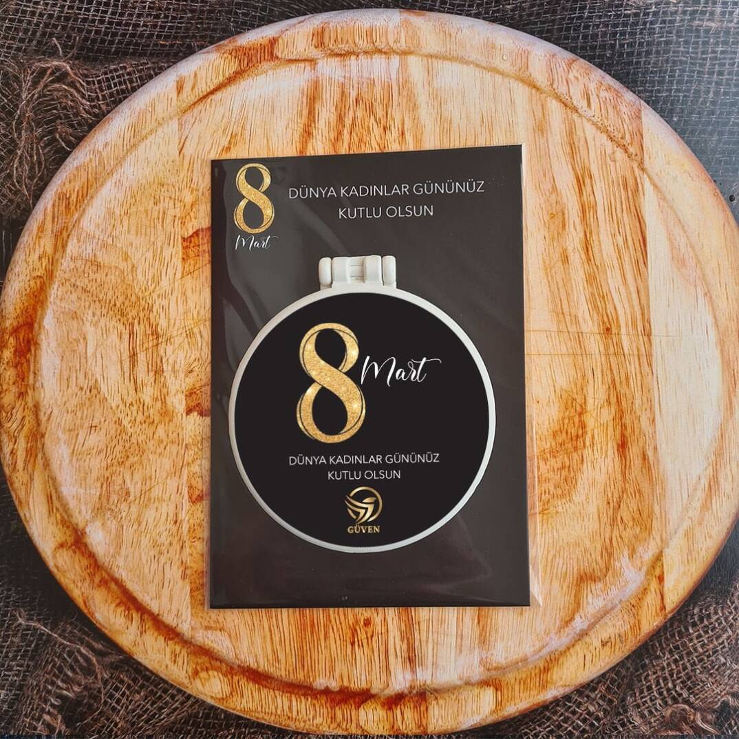 Siyah Gold Hediyelik Ayna Kadınlar Günü Hediyesi Logo Baskılı - 1