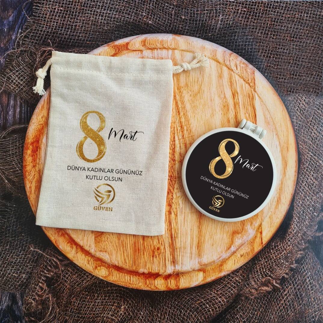 Siyah Gold Hediyelik Ayna Kadınlar Günü Hediyesi Logo Baskılı - 4