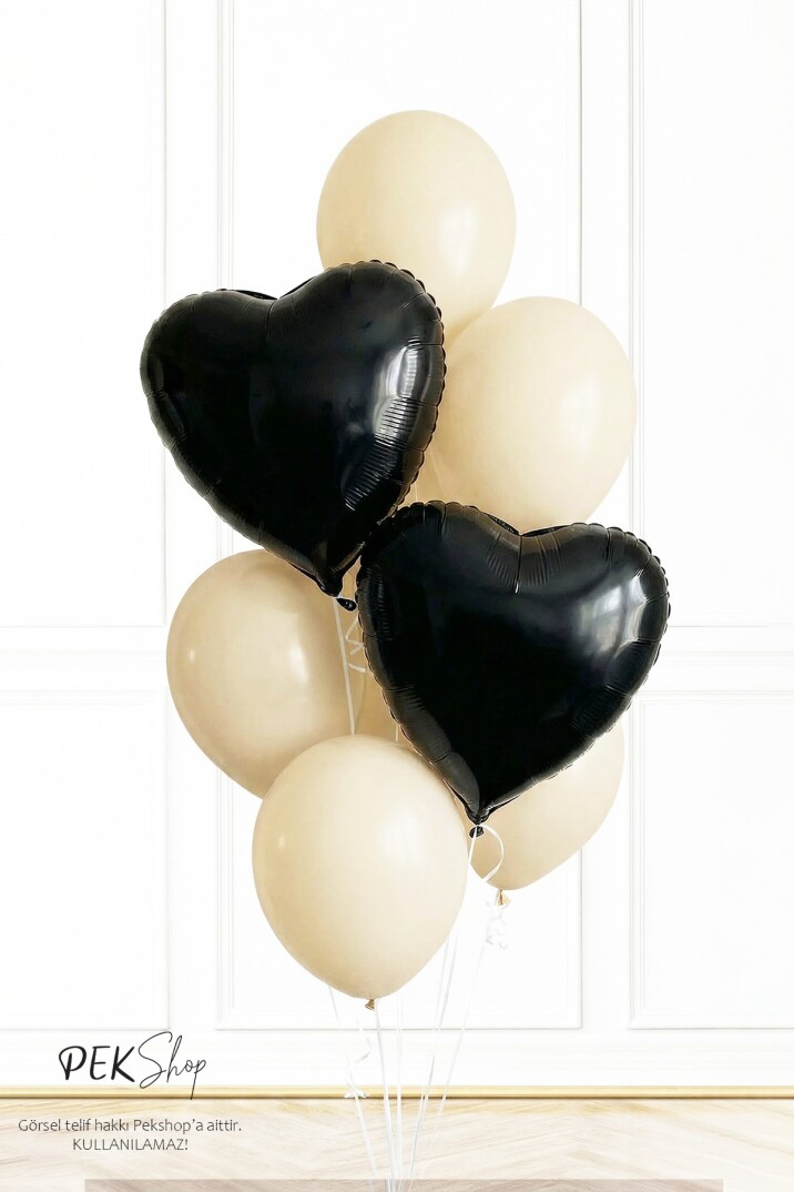 Siyah Kalp Deniz Kumu Balon Demeti - 1