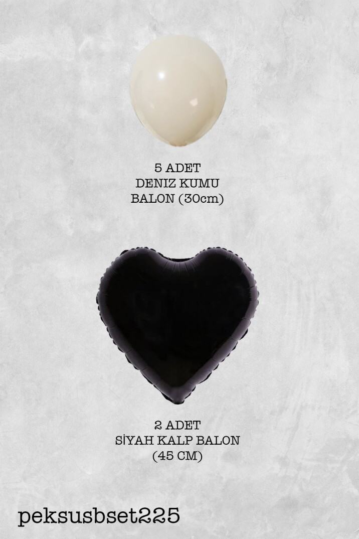 Siyah Kalp Deniz Kumu Balon Demeti - 2