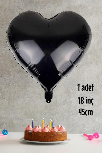 Siyah Kalp Folyo Balon 18" 45cm