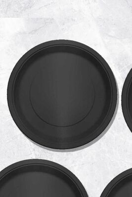 Siyah Karton Tabak Yuvarlak 8 Adetli Paket