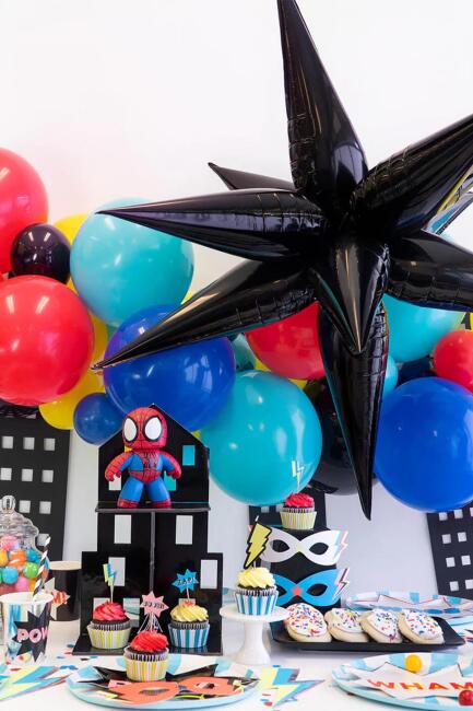 Siyah Kutup Yıldızı Folyo Balon Tek Parça Büyük Kutup Yıldız Balon 27inç 70cm - 2