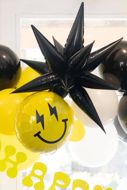 Siyah Kutup Yıldızı Folyo Balon Tek Parça Büyük Kutup Yıldız Balon 27inç 70cm - 4